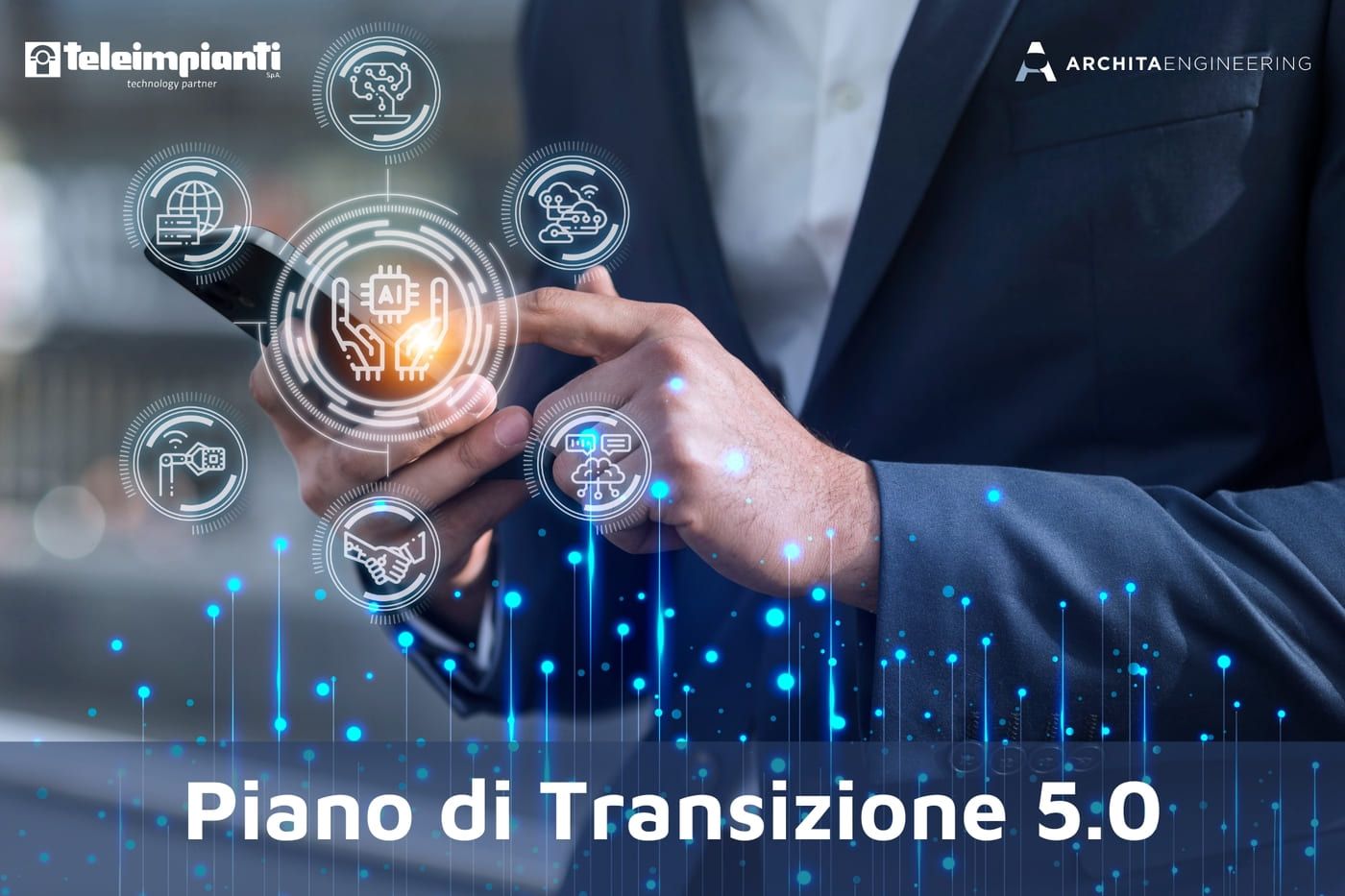 Persona che controlla l'impiantistica dal proprio smartphone