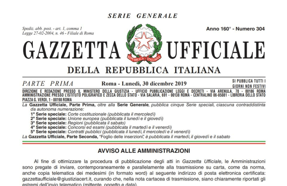 Anteprima testo Legge di Bilancio 2019, pubblicato sulla Gazzetta Ufficiale.