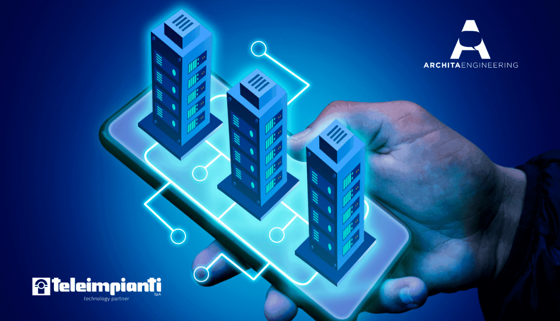 Telefono con ologramma di edifici