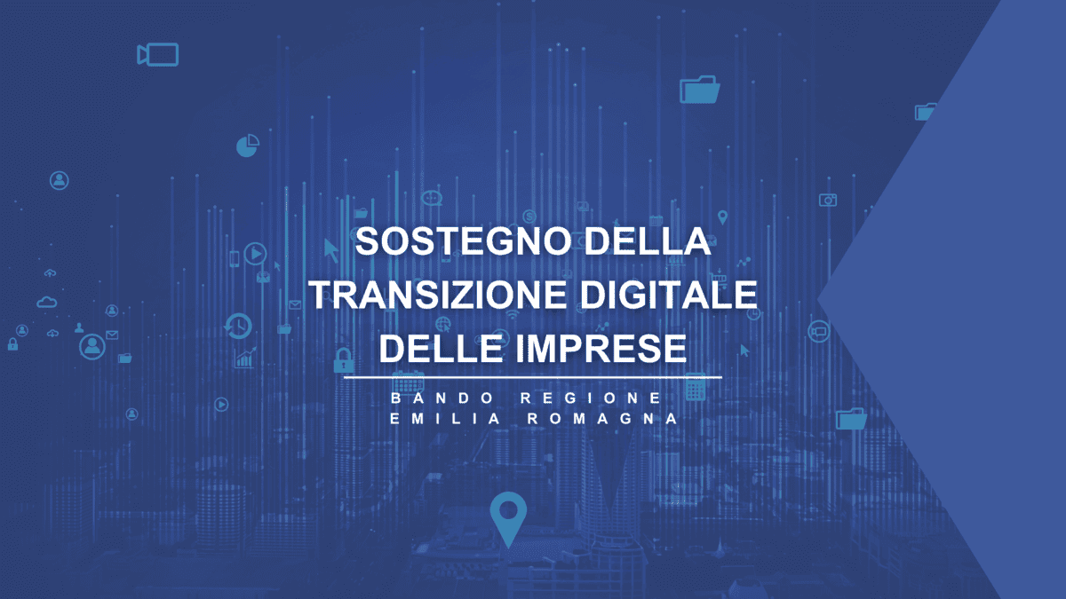 Copertina del bando regione Emilia Romagna per il sostegno della transizione digitale delle imprese.